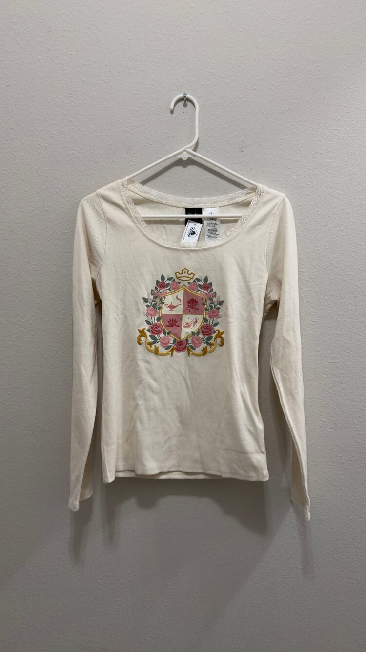 Disney Parks Her Universe Princess Long Sleeve Ribbed Crop Top Shirt Large NWT